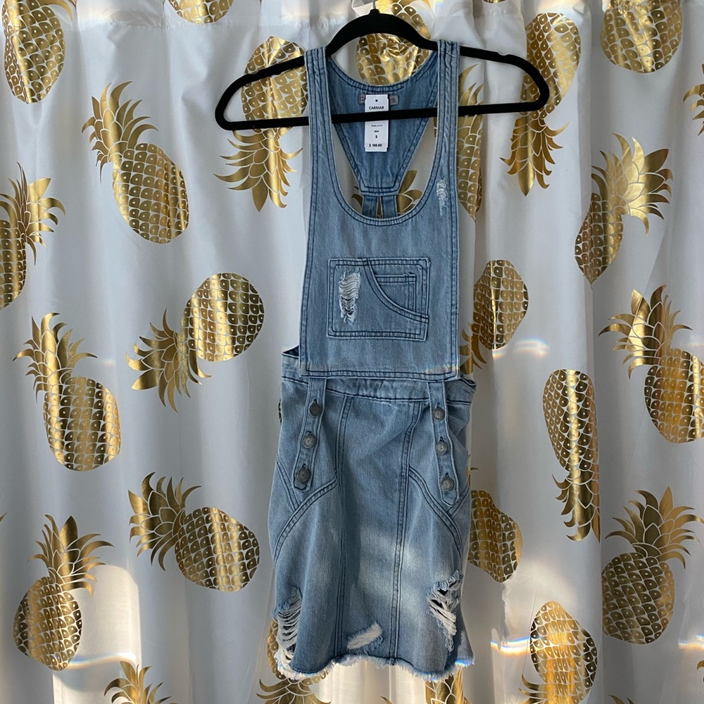 CARMAR ROYA Cutout Midriff Overall Dress